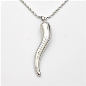Copper Chili Necklace Capsicum Platinum Plated, approx 10-50mm, 2mm, 41-45cm length [FD16355]