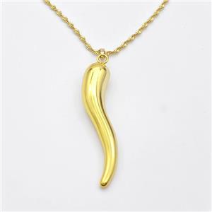 Copper Chili Necklace Capsicum Gold Plated, approx 10-50mm, 2mm, 41-45cm length [FD16356]