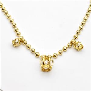 Copper Crown Necklace Gold Plated, approx 7mm, 11mm, 4mm, 40cm length [FD16358]