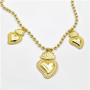 Copper Heart Necklace Gold Plated, approx 20-30mm, 25-40mm, 4mm, 40cm [FD16363]