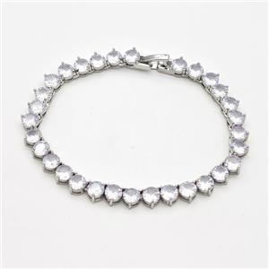 Copper Bracelet Pave Crystal Glass Platinum Plated, approx 6mm, 17cm length [FD16364]