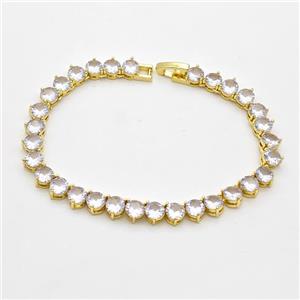 Copper Bracelet Pave Crystal Glass Gold Plated, approx 6mm, 17cm length [FD16365]