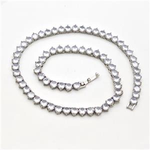 Copper Bracelet Pave Crystal Glass Platinum Plated, approx 6mm, 37cm length [FD16366]