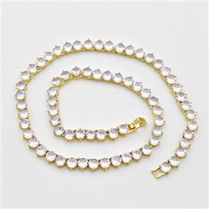 Copper Bracelet Pave Crystal Glass Gold Plated, approx 6mm, 37cm length [FD16367]