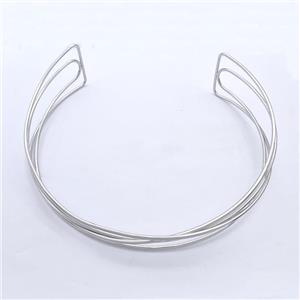 Copper Wire Collar Necklace Platinum Plated, approx 40mm, 2mm, 15cm dia [FD16372]
