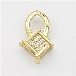 Copper Lobster Clasp Micro Pave Zirconia 18K Gold Plated, approx 11-17mm [FD16374]