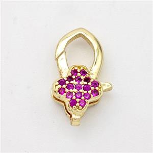 Copper Lobster Clasp Micro Pave Zirconia Clover 18K Gold Plated, approx 11-17mm [FD16381]