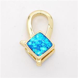 Copper Lobster Clasp Pave Fire Opal Square 18K Gold Plated, approx 8mm, 8-18mm [FD16388]