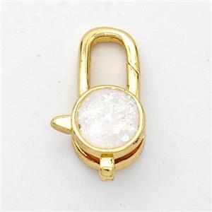 Copper Lobster Clasp Pave Fire Opal Circle 18K Gold Plated, approx 8mm, 8-18mm [FD16389]