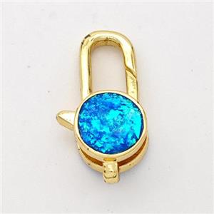 Copper Lobster Clasp Pave Fire Opal Circle 18K Gold Plated, approx 8mm, 8-18mm [FD16390]