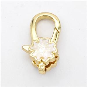 Copper Lobster Clasp Pave Fire Opal 18K Gold Plated, approx 8mm, 8-18mm [FD16393]