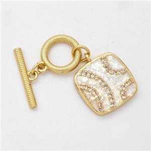 Copper Toggle Clasp Pave Fire Opal 18K Gold Plated, approx 11mm, 17mm, 14mm [FD16400]