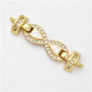 Copper Connector Pave Fire Opal Zirconia Infinity 18K Gold Plated, approx 8-25mm [FD16402]