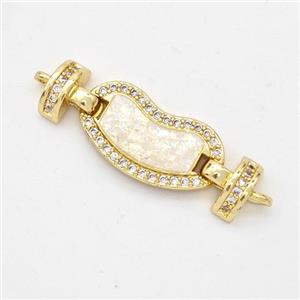 Copper Connector Pave Fire Opal Zirconia 18K Gold Plated, approx 10-18mm, 25mm [FD16408]