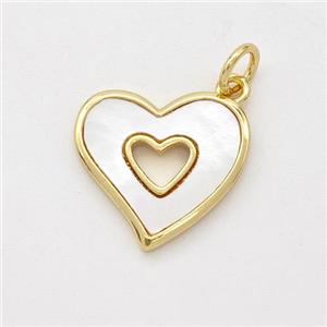Copper Heart Pendant Pave Shell 18K Gold Plated, approx 15mm [FD16417]