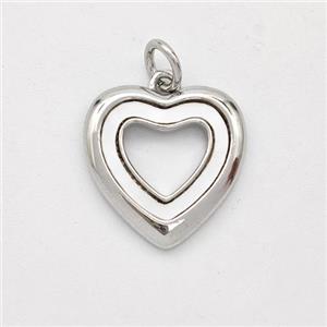 Copper Heart Pendant Pave Shell Platinum Plated, approx 15mm [FD16418]