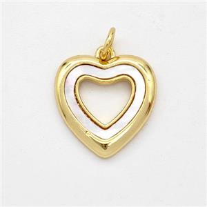 Copper Heart Pendant Pave Shell 18K Gold Plated, approx 15mm [FD16419]