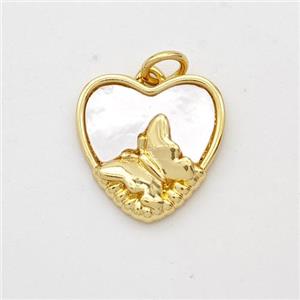 Copper Heart Pendant Pave Shell Mountain 18K Gold Plated, approx 15mm [FD16423]