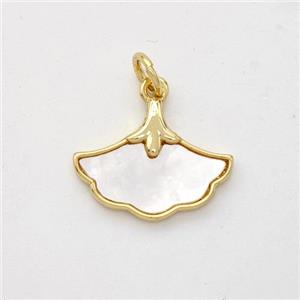 Copper Ginkgo-Leaf Pendant Pave Shell 18K Gold Plated, approx 12-16mm [FD16425]