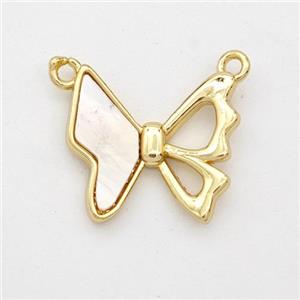 Copper Butterfly Pendant 2loops 18K Gold Plated, approx 14-15mm [FD16427]