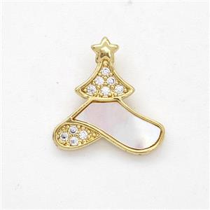 Copper Hat Pendant Pave Shell Zirconia 18K Gold Plated, approx 14-15mm [FD16444]