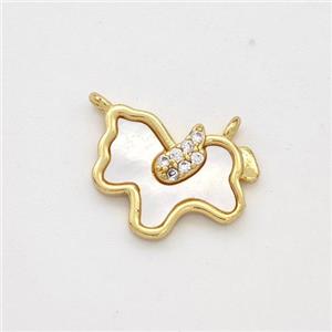Copper Pony Pendant Pave Shell Zirconia Horse 18K Gold Plated, approx 12-14mm [FD16446]