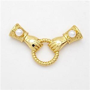 Copper Hand Pendant Pave Pearlized Resin 18K Gold Plated, approx 10mm, 28mm [FD16455]