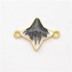 Copper Star Connector Black Painted 18K Gold Plated, approx 13mm [FD16471]