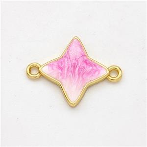 Copper Star Connector Pink Painted 18K Gold Plated, approx 13mm [FD16472]
