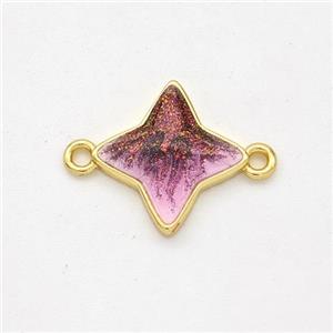 Copper Star Connector Painted 18K Gold Plated, approx 13mm [FD16473]
