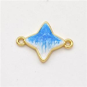Copper Star Connector Blue Painted 18K Gold Plated, approx 13mm [FD16474]