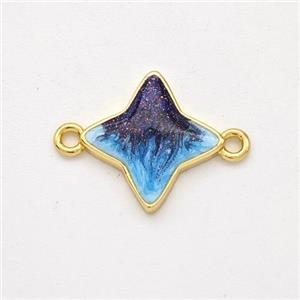 Copper Star Connector Painted 18K Gold Plated, approx 13mm [FD16475]