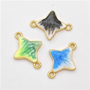 Copper Star Connector Painted 18K Gold Plated Mixed, approx 13mm [FD16477]