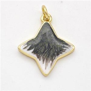 Copper Star Pendant Black Painted 18K Gold Plated, approx 17.5mm [FD16478]