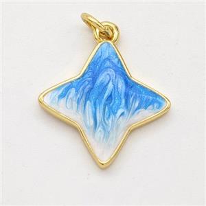 Copper Star Pendant Blue Painted 18K Gold Plated, approx 17.5mm [FD16479]