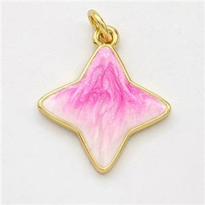 Copper Star Pendant Pink Painted 18K Gold Plated, approx 17.5mm [FD16481]