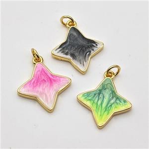 Copper Star Pendant Painted 18K Gold Plated Mixed, approx 17.5mm [FD16484]