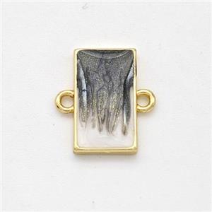 Copper Rectangle Connector Black Painted 18K Gold Plated, approx 8-13.5mm [FD16485]
