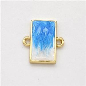 Copper Rectangle Connector Blue Painted 18K Gold Plated, approx 8-13.5mm [FD16486]