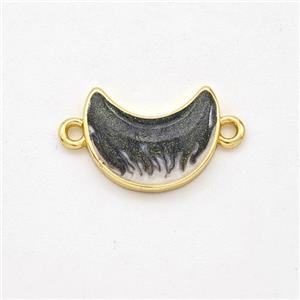 Copper Moon Connector Black Painted 18K Gold Plated, approx 10-13mm [FD16492]
