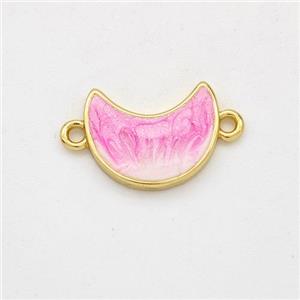 Copper Moon Connector Pink Painted 18K Gold Plated, approx 10-13mm [FD16493]