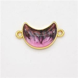 Copper Moon Connector Painted 18K Gold Plated, approx 10-13mm [FD16494]