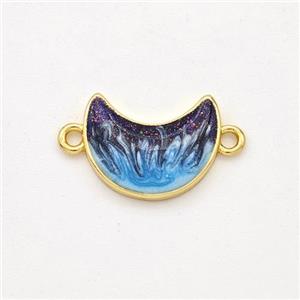 Copper Moon Connector Painted 18K Gold Plated, approx 10-13mm [FD16496]