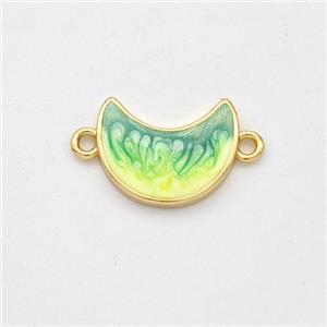 Copper Moon Connector Yellow Green Painted 18K Gold Plated, approx 10-13mm [FD16497]