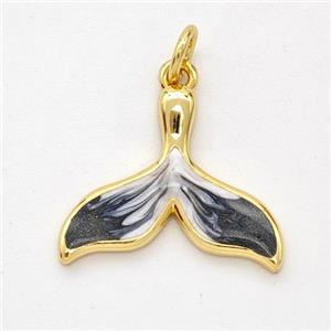 Copper Shark-tail Pendant Black Painted 18K Gold Plated, approx 14-18mm [FD16499]