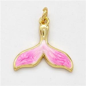 Copper Shark-tail Pendant Pink Painted 18K Gold Plated, approx 14-18mm [FD16500]