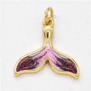 Copper Shark-tail Pendant Painted 18K Gold Plated, approx 14-18mm [FD16501]