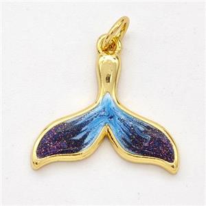 Copper Shark-tail Pendant Painted 18K Gold Plated, approx 14-18mm [FD16503]