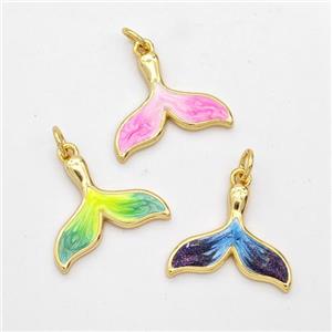 Copper Shark-tail Pendant Painted 18K Gold Plated Mixed, approx 14-18mm [FD16505]