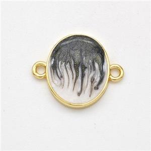 Copper Oval Connector Black Painted 18K Gold Plated, approx 10-13mm [FD16506]